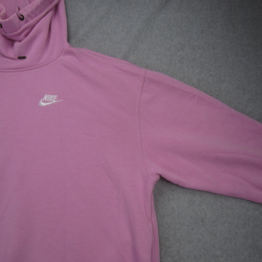 Nike Hoodie Womens‎ Medium Pink Funnel Neck Hoodie Swoosh Oversized Sweatshirt - Picture 4 of 14